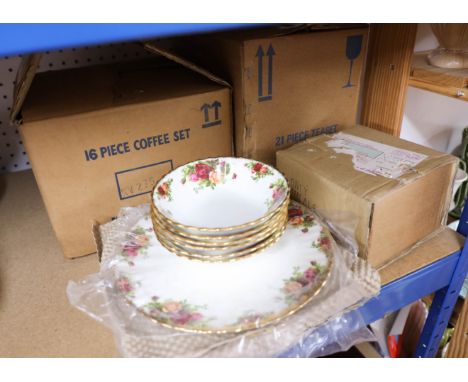 Royal Albert 'Old Country Roses', twenty one piece tea service, together with a sixteen piece coffee service, both with origi