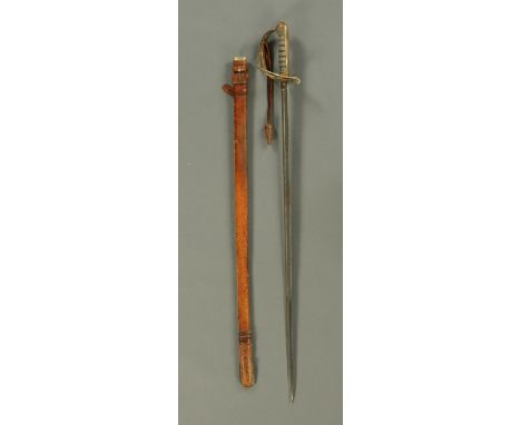 An 1822 pattern Artillery sword, with shagreen and wire bound grip, by Hobson & Sons, 135 Lexington Street, London, leather m