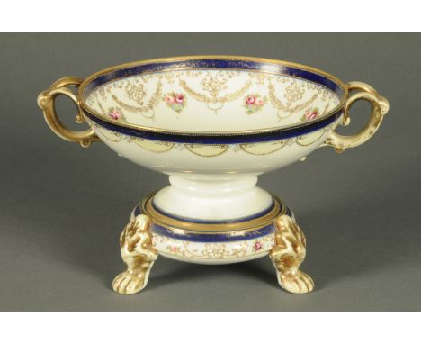 A Noritake bowl on stand, decorated with floral sprays and gilding.  Diameter 24 cm. 