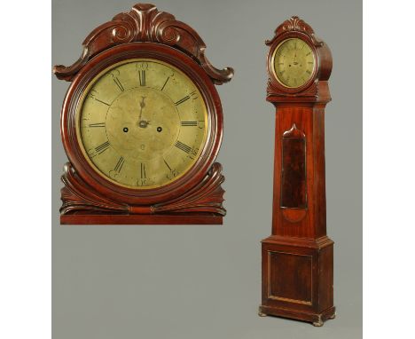 A William IV/early Victorian Scottish mahogany longcase clock, with circular dial, two-train striking movement, pendulum and 