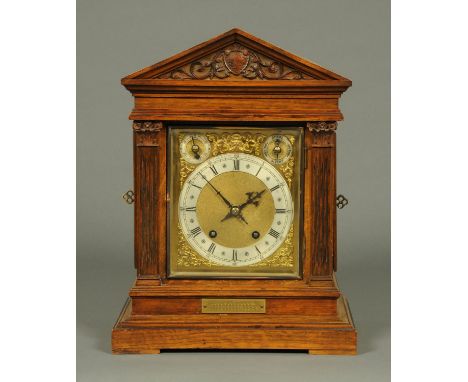 An Edwardian oak bracket clock, by King & Co., Hull, with two-train striking movement and with presentation plaque from "The 