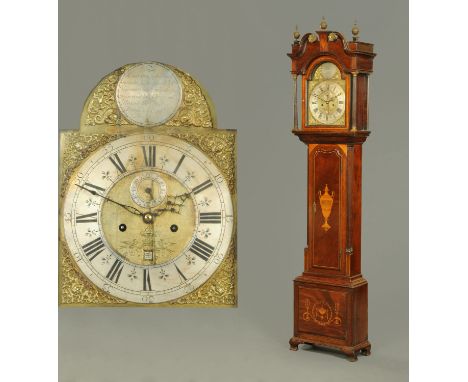 A George III inlaid mahogany and simulated rosewood longcase clock by Nicholas Himes of Helston, with eight day striking move