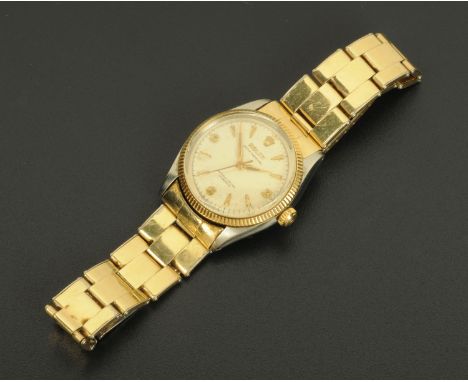 A gentleman's Rolex Oyster Perpetual officially certified chronometer, automatic, with later gold plated bracelet but with or