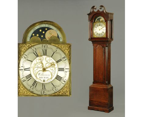 A George III walnut longcase clock, by Wilkinson of Wigton, with moon phase and date aperture, the dial also inscribed "Jane 