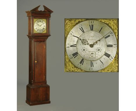 A George III oak longcase clock, by Joseph Monkhouse of Carlisle, with thirty hour movement, with date aperture.  Height 214 