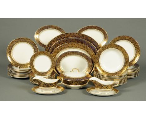 A Victorian Ashworth Brothers Ironstone part dinner service, comprising 12 dinner plates, 12 medium plates, 12 side plates, 1