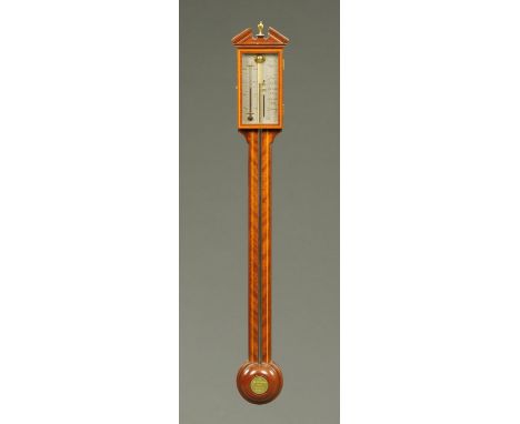 A George III style mahogany stick barometer, by Comitti, Holborn.  