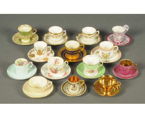 Fourteen cabinet cups and saucers, various, including Coalport, Shelley, etc.  CONDITION REPORT: The Melba bone china cup wit