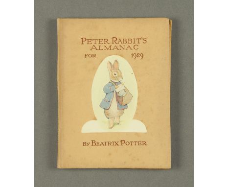 Beatrix Potter "Peter Rabbit's Almanac for 1929" First Edition, with buff paper boards, lettered in dark red to spine and bot