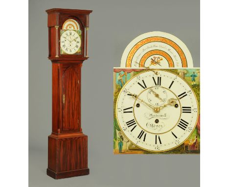 An early 19th century mahogany longcase clock with musical movement by Hinderwell, Norton, playing Easter Hymn, British Strik