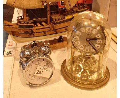 Wooden model of the Mayflower Acctim anniversary clock and alarm clock 