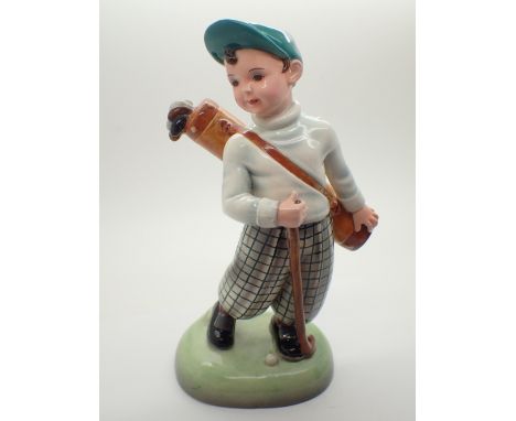 Dakon Goldscheider boy golfer figurine H: 22 cm CONDITION REPORT: No visible damage, cracks, chips or apparent restoration. C