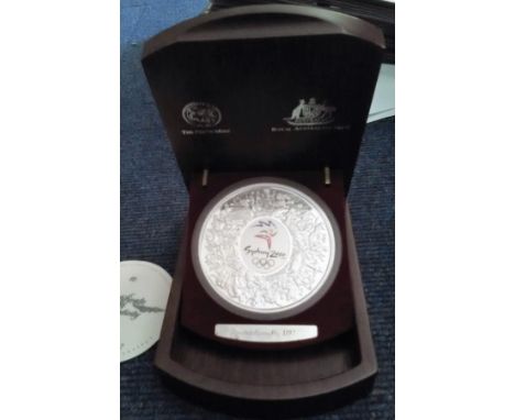 2000 Sydney Olympic 1 Kilo Silver Coin of the Century Silver Proof Coin. Stunning Royal Australian & Perth Mint wooden presen