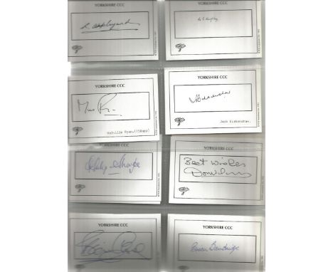 Cricket signed collection. Includes small white card with names and team annotated, few small signed photos and some slighter