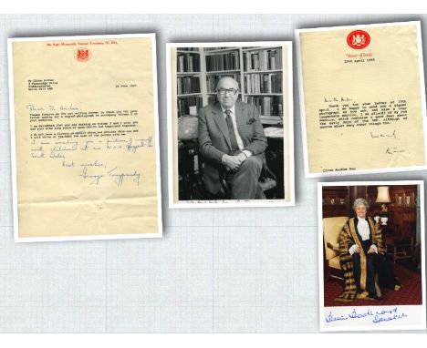 POLITICAL COLLECTION Collection of four photos and signed letters of various sizes, consisting of Roy Jenkins signed photo, R