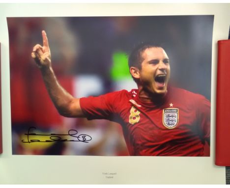 Frank Lampard signed England Football Print 20 x 16 inch colour image in Red kit. Good Condition. All signed items come with 