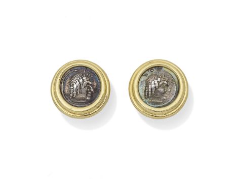 BULGARI: 'MONETE' EARCLIPS, CIRCA 1970Each ancient coin  within a circular surround, engraved on reverse ARABIA FELIX I SEC d