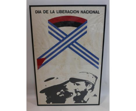 A Cuban silkscreen political poster, reprint, 'Dia de la Liberacion Nacional', framed, 74 x 48cm 