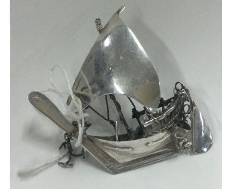 A silver toy model of a galleon. Approx. 12 grams. Est. £20 - £30.