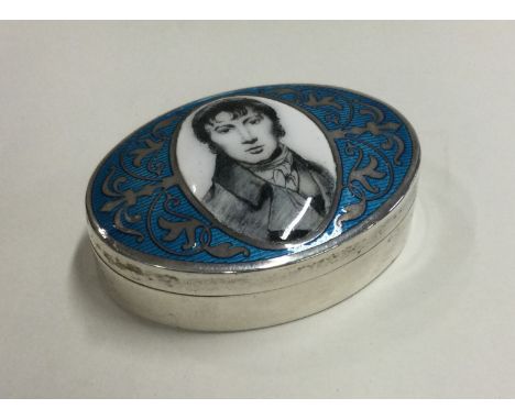 A silver and enamelled commemorative snuff box depicting the portrait of John Constable. Number 28 / 300. Birmingham. Approx.