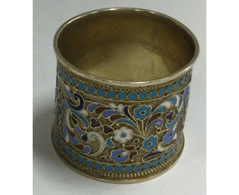 A 19th Century Russian silver and Niello enamelled napkin ring. Approx. 31 grams. Est. £150 - £200.