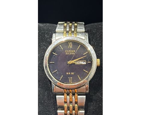 Citizen Eco-Drive WR - 50 wristwatch with date app at 3 o'clock two tone strap