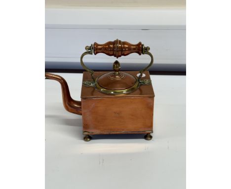 Copper square kettle V.R. Victorian