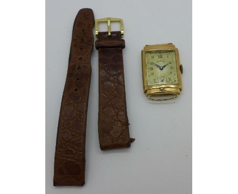 A 9ct gold rectangular cased Rotary wristwatch, 21mm