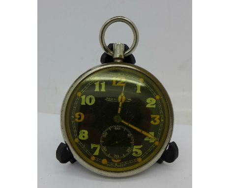 A Jaeger-LeCoultre military issue pocket watch, lacking button