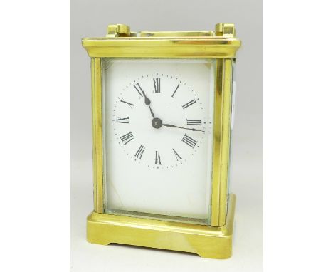 A French brass carriage clock, dial a/f