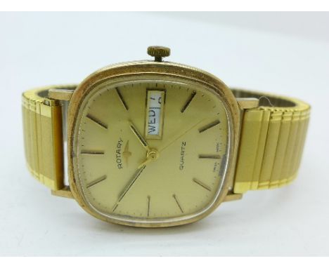 A 9ct gold cased Rotary quartz wristwatch
