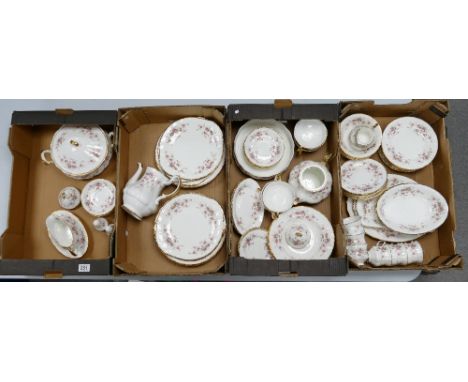 A large collection of Paragon Victorian Rose floral decorated tea and dinner ware to include - dinner plates, pasta bowls, te