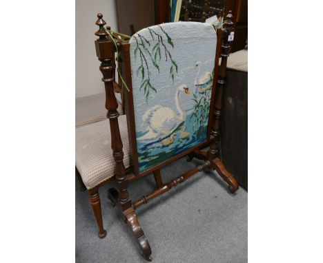 Mahogany framed Victorian Fire Screen. (In need of some repair).