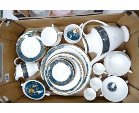 A good collection of Royal Albert Carlysle patterned part tea and coffee ware to in include coffee cans, side plates, saucers