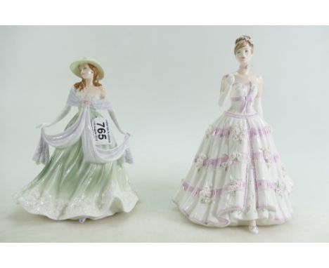 Coalport figure Summer Rose and Royal Worcester lady figure Jane, both limited edition for Compton & Woodhouse (2)