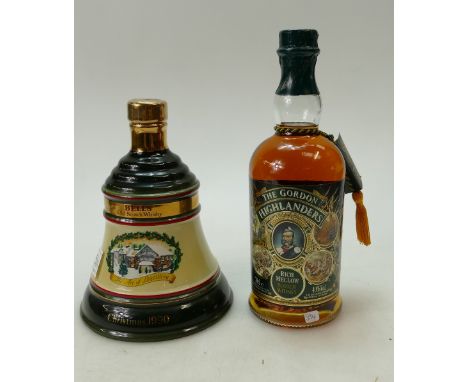 The Gordon Highlanders Rich Mellow Scotch Whisky 70cl 40%, together with Bells Christmas Decanter 1990 both unopened. (2).