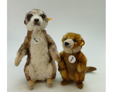 Steiff branded Meerkat Bear named MUNGO and similar rodent named Rico. (2).
