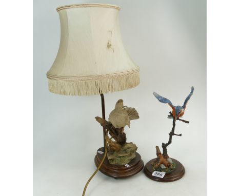 Country Artists figure of a Kingfisher and a similar item of a dove in the form of a lamp base (2).