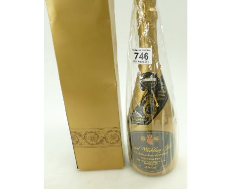 Royal Wedding Gold, A bottle of Riesling Deutscher sekt Rheingau Hock sparkling wine to commemorate the Royal Wedding 1981, s