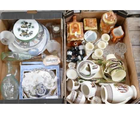 A Shakespeare Land part teaset, Kensington Price teapot, milk, sugar and biscuit barrel in Cottage Design, four Lurpak egg cu