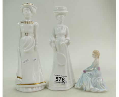 Spode Pauline Shoan figures Alexandria and Emily, Coalport small lady figure Janice (3)