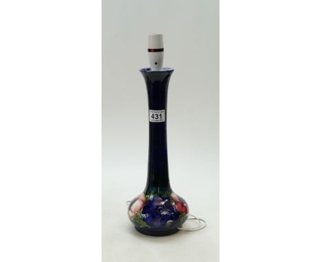 Large unusual Moorcroft lamp base in the Anemone design. Height 36cm.