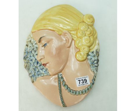 Beswick Art Deco wall plaque Lady with Beads 436, height 31cm