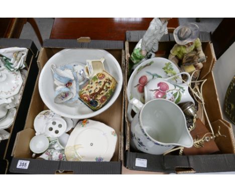 A mixed collection of ceramic items to include large Staffordshire type damaged figure, Capodimonte style tramp, Portmeirion 