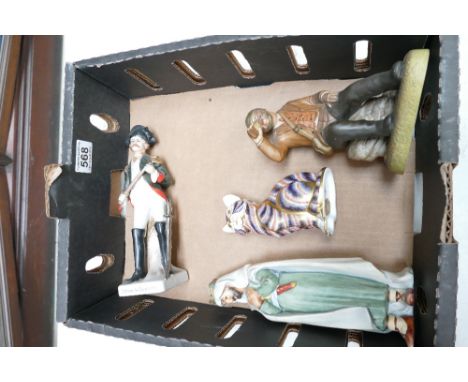 A collection of ceramic items to include Aynsley character figure The Fisherman, Goebel religious figure, unmarked ceramic fi