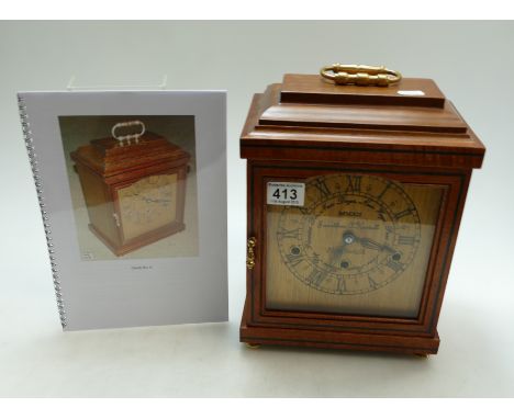 Reproduction wood mantel clock with brass handle & feet with German Westminister chime movement, Jonathan Howell of Nantwich,