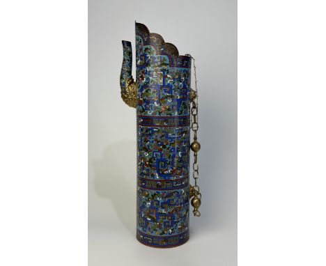 A gilt bronze and champlevé enamel "Duomuhu" ewerChina, Qing Dynasty (1644 - 1912), Qianlong (1735 - 1796)This magnificent "D