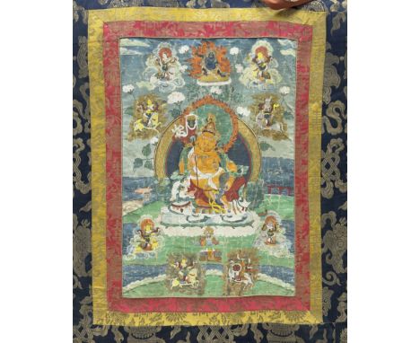 Thangka - Vaisravana "The God of Wealth"Tibet, 19th centuryInk, colour and gilt on cloth, depecting Vaisravana, the god-king 