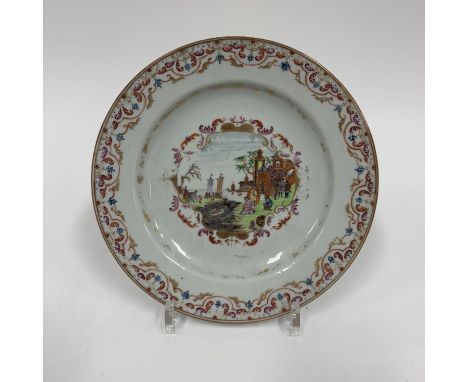 A famille rose meissen-style "Peter the Great" porcelain dishChina, Qing Dynasty (1644 - 1912), Qianlong (1735 - 1796)Enamell