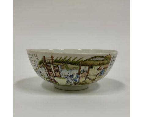 A Famille Rose 'Silk Production' porcelain bowlChina, Qing Dynasty (1644 - 1912), Daoguang (1820 - 1850)Finely decorated in o